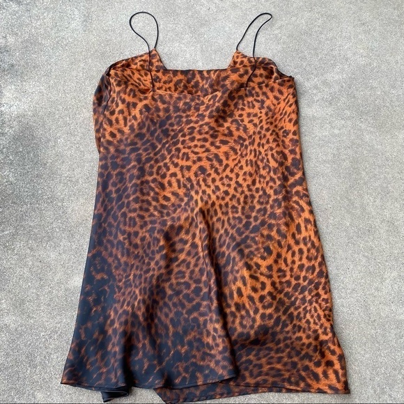Zara Animal Print Satin Slip Top Dress New - Picture 4 of 5